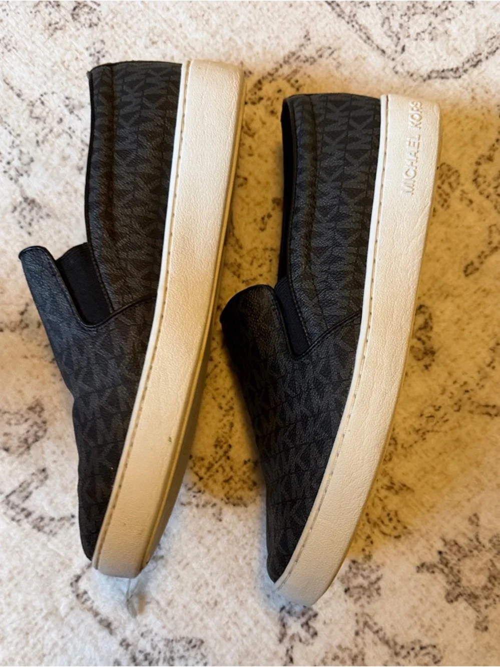 Michael Kors Black Monogram Slip-On Loafers